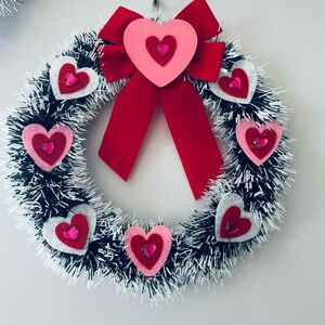 Handcrafted Festive Heart Wreath with Red and Pink Accents